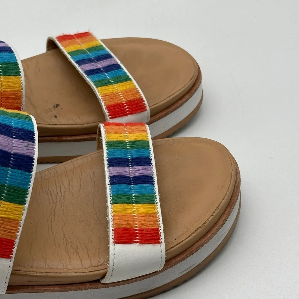 Soludos Remy City Sandals Rainbow‎ and White Women’s Size 9 Embroidered